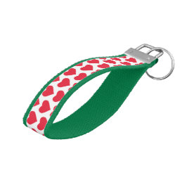 Llavero De Pulsera Diseño De Patrón De Corazón Verde Y Rojo Moderno