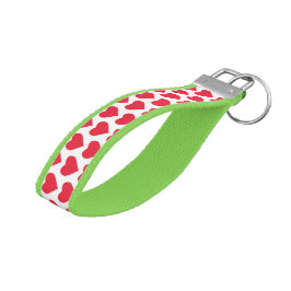 Llavero De Pulsera Diseño de patrones de corazón rojo y verde claro
