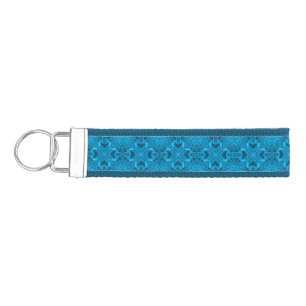 Llavero De Pulsera El caleidoscopio azul del fractal del vintage de
