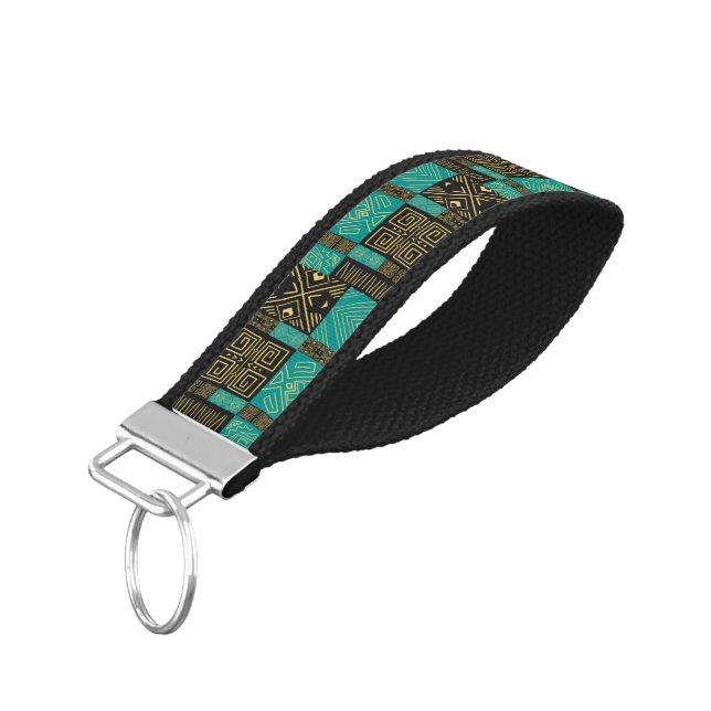 Llavero De Pulsera Elegante patrón geométrico tribal africano (Angulado hacia abajo)
