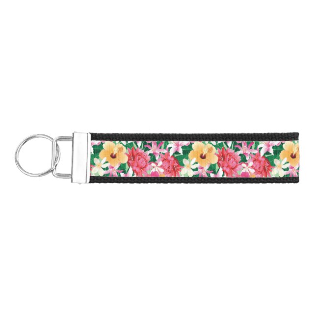 Llavero De Pulsera Estampado de flores tropical 2 del hibisco (Llaves lado izquierdo)
