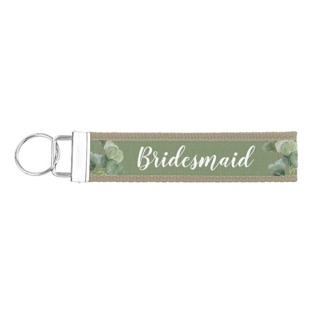 Llavero De Pulsera Eucalyptus Greenery Bridesmaid Nombre Favor (Llaves lado izquierdo)