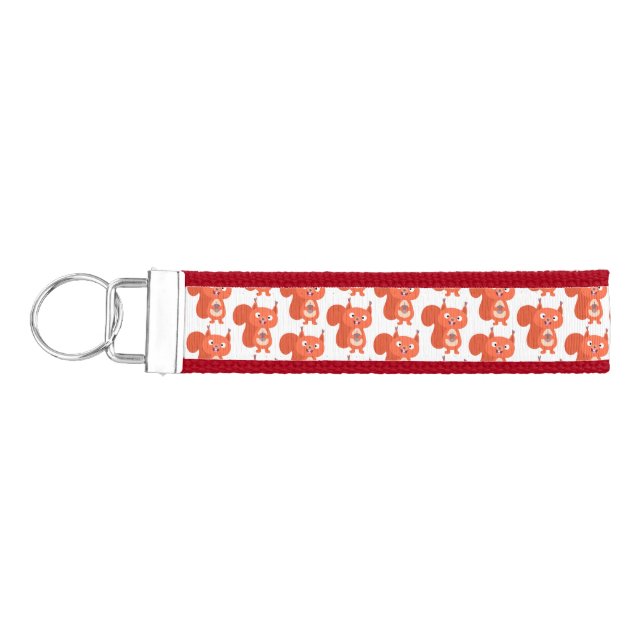 Llavero De Pulsera Feliz ilustracion de personalizado de ardilla roja (Llaves lado izquierdo)