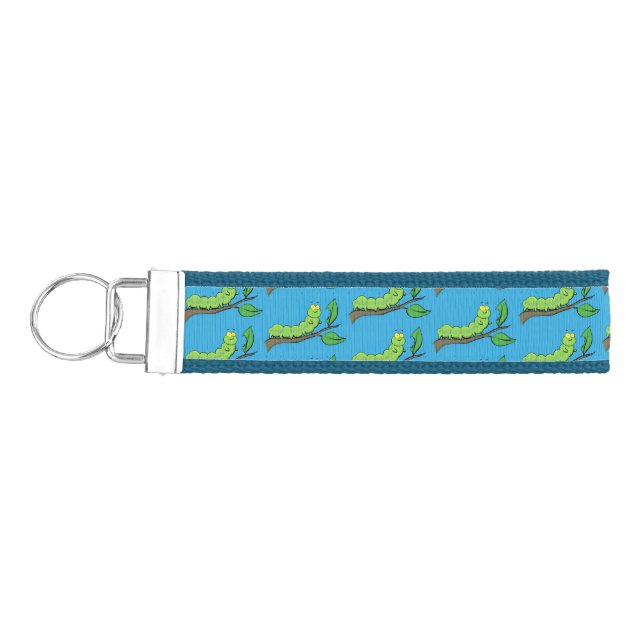 Llavero De Pulsera Feliz ilustracion personalizado de oruga verde (Llaves lado izquierdo)
