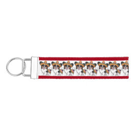 Llavero De Pulsera Fiesta Papillon Dog con Sombrero y Sarape
