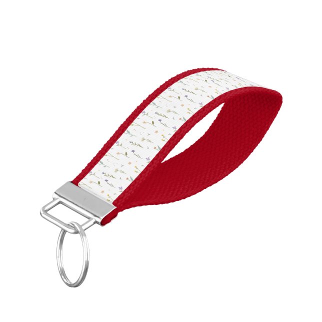 Llavero De Pulsera Flor patrón de flor floral primavera (Angulado hacia abajo)