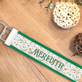 Llavero De Pulsera Floral verde" Cláusula de muñeca de inespiritualid