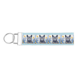 Llavero De Pulsera Flores amarillas de gato azul ruso