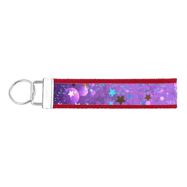 Llavero De Pulsera Fondo de Relieve metalizado púrpura con estrellas (Llaves lado izquierdo)