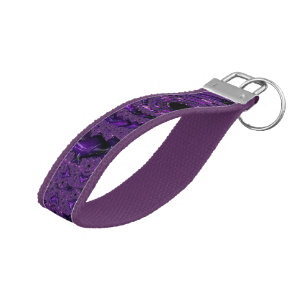 Llavero De Pulsera Funky Bold Boho Purple Digital Resumen Fractal