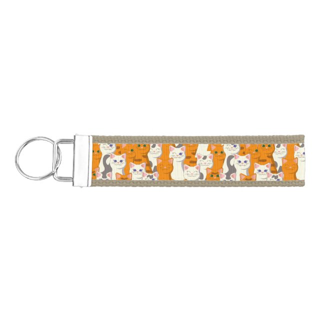 Llavero De Pulsera Gatos blancos y jengibre patrón ojos verdes ojos a (Llaves lado izquierdo)