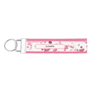 Llavero De Pulsera Glam Trendy Bling, Purpurina blanco rosado persona