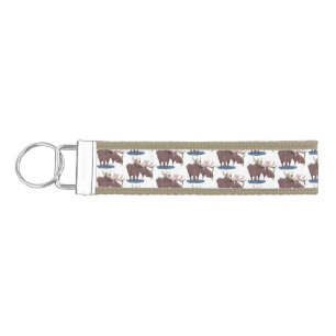 Llavero De Pulsera Gracioso ilustracion personalizado de alce feliz