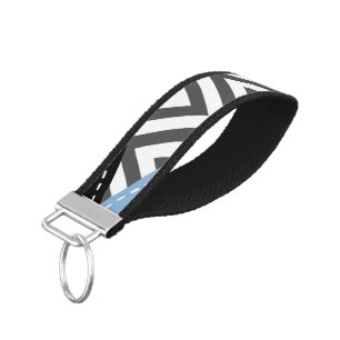 Llavero De Pulsera Gris Zigzag, Gris Chevron, Zigzag Pattern, Azul