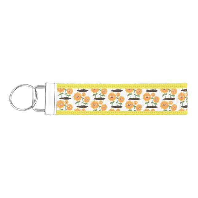 Llavero De Pulsera Hermosos girasoles alegres sonrientes ilustracion  (Llaves lado izquierdo)
