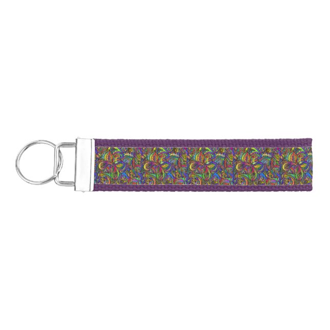 Llavero De Pulsera Hippie Groovy Diseño Psicodélico Thunder_Cove (Llaves lado izquierdo)