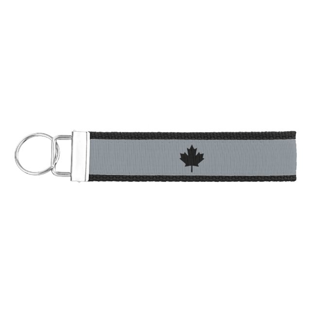 Llavero De Pulsera Hoja de arce negra canadiense en gris (Llaves lado izquierdo)