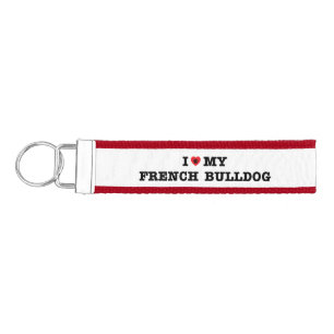 Llavero De Pulsera I corazón mi bulldog francés