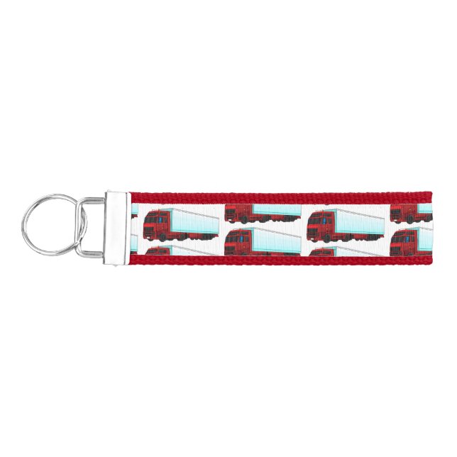Llavero De Pulsera Ilustracion de camión de remolques rojos (Llaves lado izquierdo)
