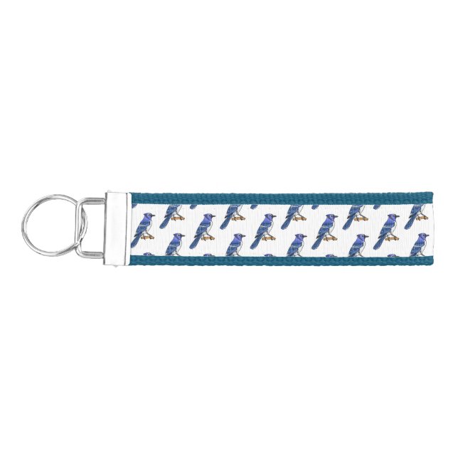 Llavero De Pulsera Ilustracion de personalizado de ave azul jay (Llaves lado izquierdo)