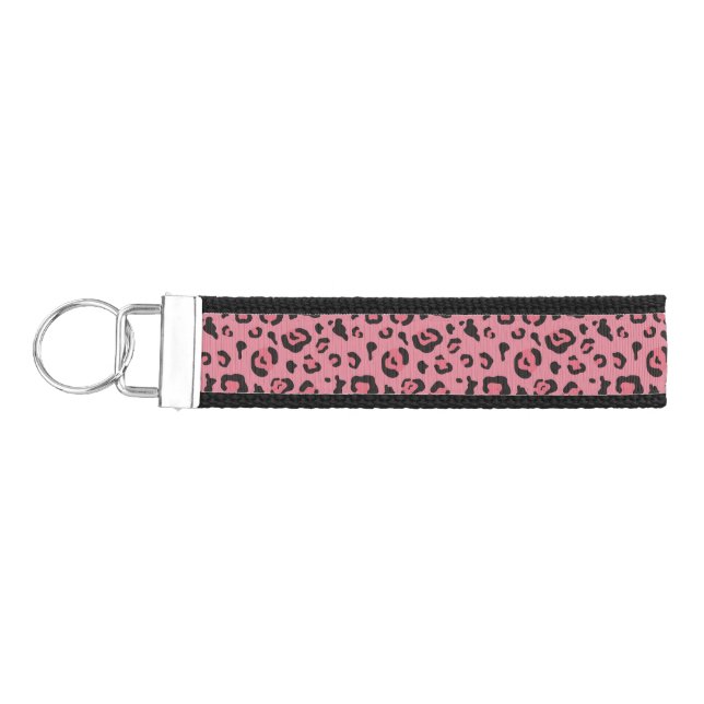 Llavero De Pulsera Ilustracion del animal del rosa del leopardo (Llaves lado izquierdo)