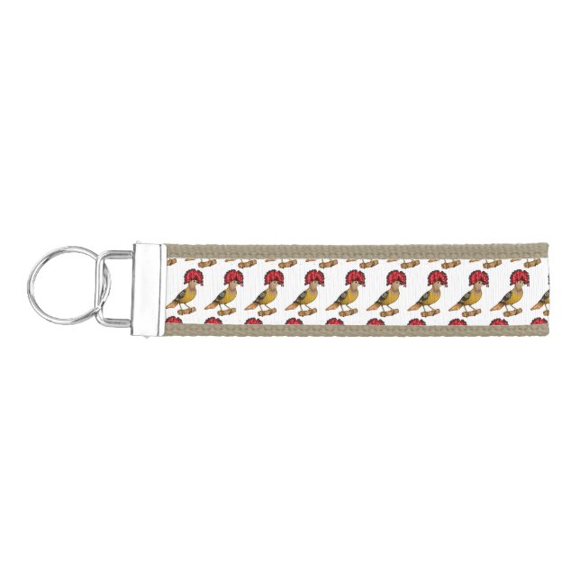 Llavero De Pulsera Ilustracion personalizado de aves Royal flycatcher (Llaves lado izquierdo)