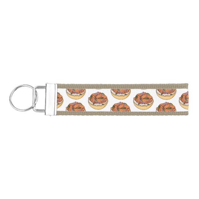 Llavero De Pulsera Ilustracion personalizado de bagel de Salmon (Llaves lado izquierdo)