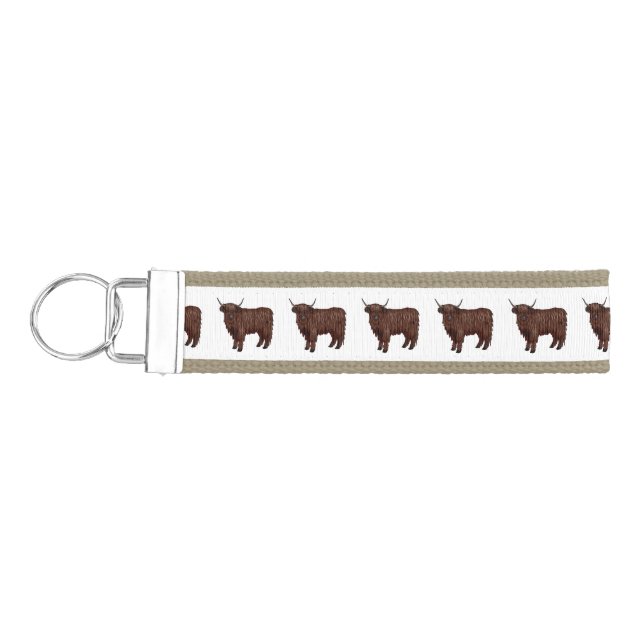 Llavero De Pulsera Ilustracion personalizado de vaca de Highland (Llaves lado izquierdo)