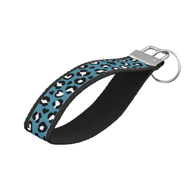 Llavero De Pulsera Impresión animal, leopardo azul, puntos de chita,  (Angulado hacia arriba)
