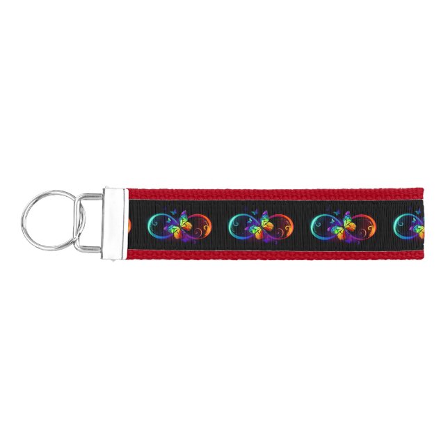 Llavero De Pulsera Infinidad vibrante con mariposa arco iris sobre ne (Llaves lado izquierdo)