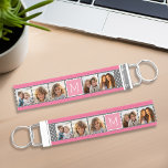Llavero De Pulsera Instagram gris y rosa 5 monograma de Collage de fo<br><div class="desc">Patrón de puntos de Polka blanco y negro - Utilice cinco fotos cuadradas para crear un regalo único y personal. O puedes mantener al cachorro hipster y hacer un keepsake de moda.</div>
