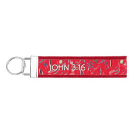 Llavero De Pulsera JOHN 3:16 | Floral | RED | Personalizable