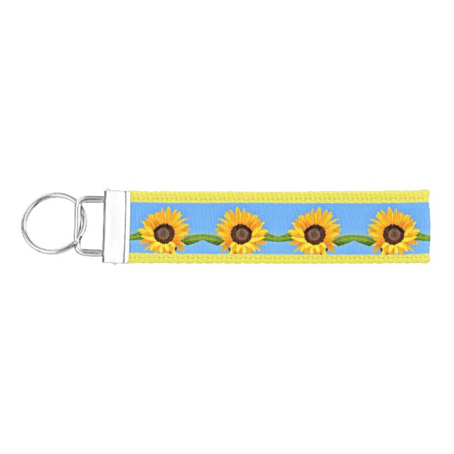 Llavero De Pulsera Keychain de muñeca de girasoles amarillos (Llaves lado izquierdo)