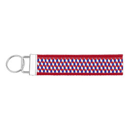 Llavero De Pulsera Keychain (Invertir) - Bloques rojo, blanco y azul