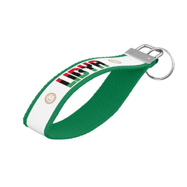 Llavero De Pulsera La bandera de Libia cautiva a patriotas (Angulado hacia arriba)