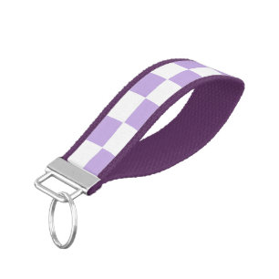 Llavero De Pulsera Lavanda a cuadros y blanco