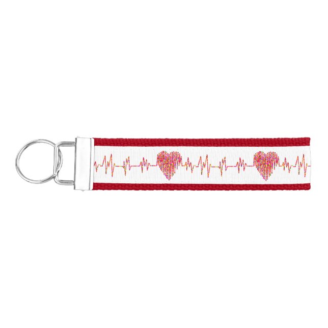 Llavero De Pulsera Línea EKG para el corazón rojo (Llaves lado izquierdo)
