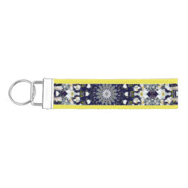 Llavero De Pulsera Mandala floral azul y dorada