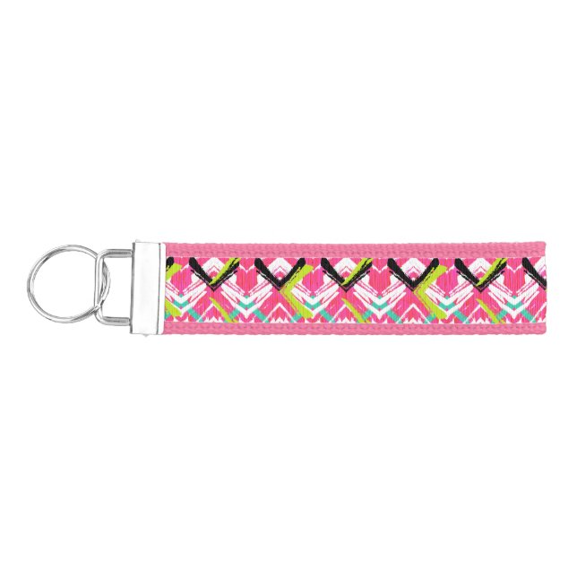 Llavero De Pulsera Modelo de zigzag rosado dibujado mano (Llaves lado izquierdo)