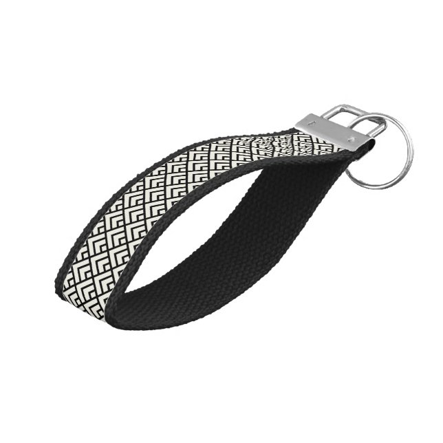 Llavero De Pulsera Modelo geométrico negro y blanco (Angulado hacia arriba)