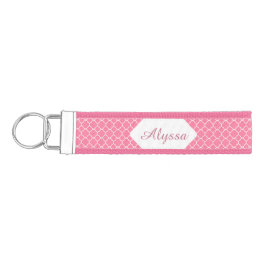 Llavero De Pulsera Modelo rosado de Quatrefoil personalizado
