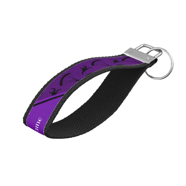 Llavero De Pulsera Modelo skydiving púrpura conocido personalizado (Angulado hacia arriba)