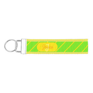 Llavero De Pulsera Moderna plantilla de monograma de nombre amarillo