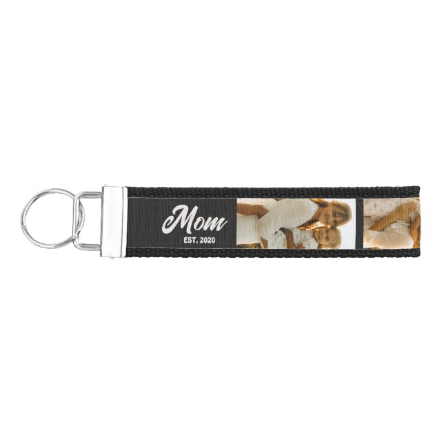 Llavero De Pulsera Mom Established Script Black 3 Photo (Llaves lado izquierdo)