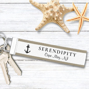 Llavero De Pulsera Monograma clásico de anclaje de barco