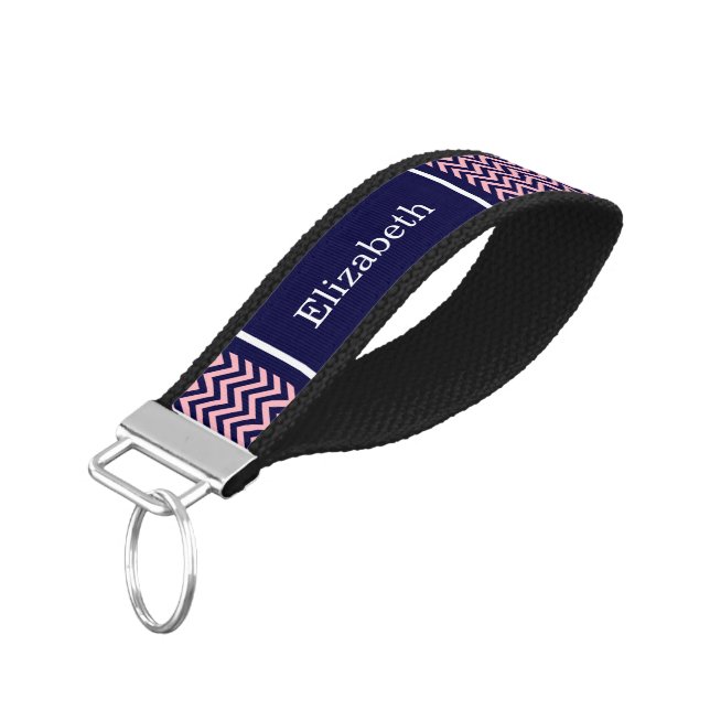 Llavero De Pulsera Monograma con el nombre de la Marina de Chevron LG (Angulado hacia abajo)
