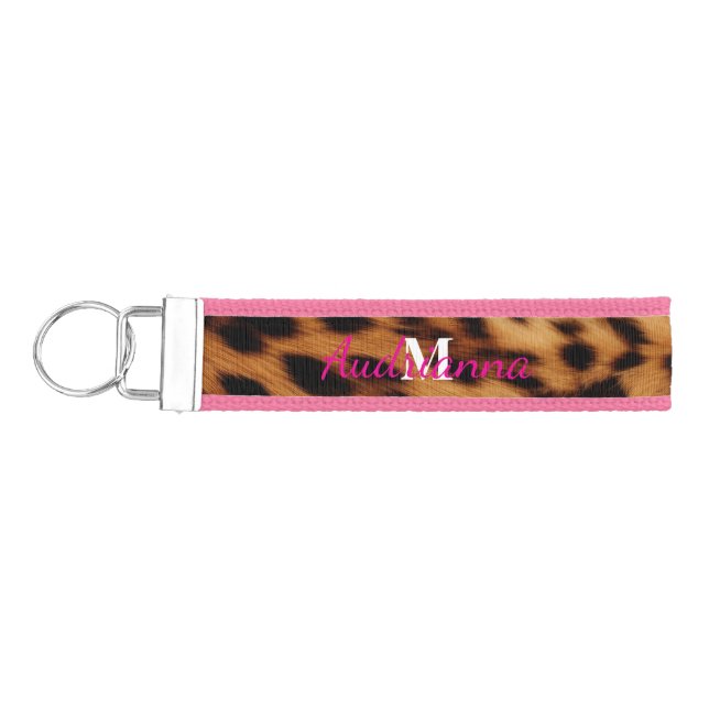 Llavero De Pulsera Monograma de impresión de animales leopardos (Llaves lado izquierdo)