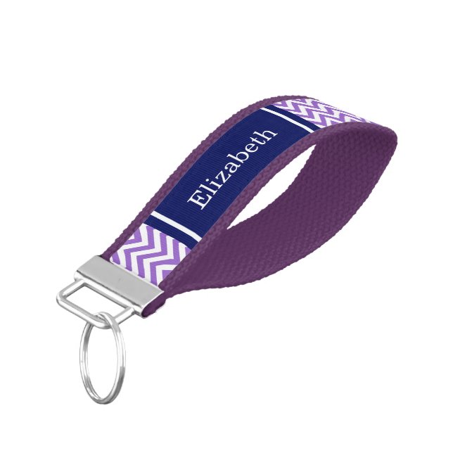 Llavero De Pulsera Monograma de nombre azul de la marina de cheurón A (Angulado hacia abajo)