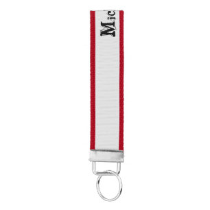Llavero De Pulsera Monograma minimalista moderno con nombre gris negr