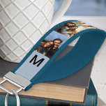 Llavero De Pulsera Monogramado 6 Photo Strip Collage Light Blue<br><div class="desc">Crea tu propio teclado de muñeca monogramada, personalizado con 6 de tus fotos favoritas. Este diseño tiene un fondo azul claro con iniciales negras. La plantilla se configura para que pueda crear su propio collage de fotos de estilo sencillo. Fotos familiares, fotos de mascotas, selfies, fotos en instagram o retratos...</div>